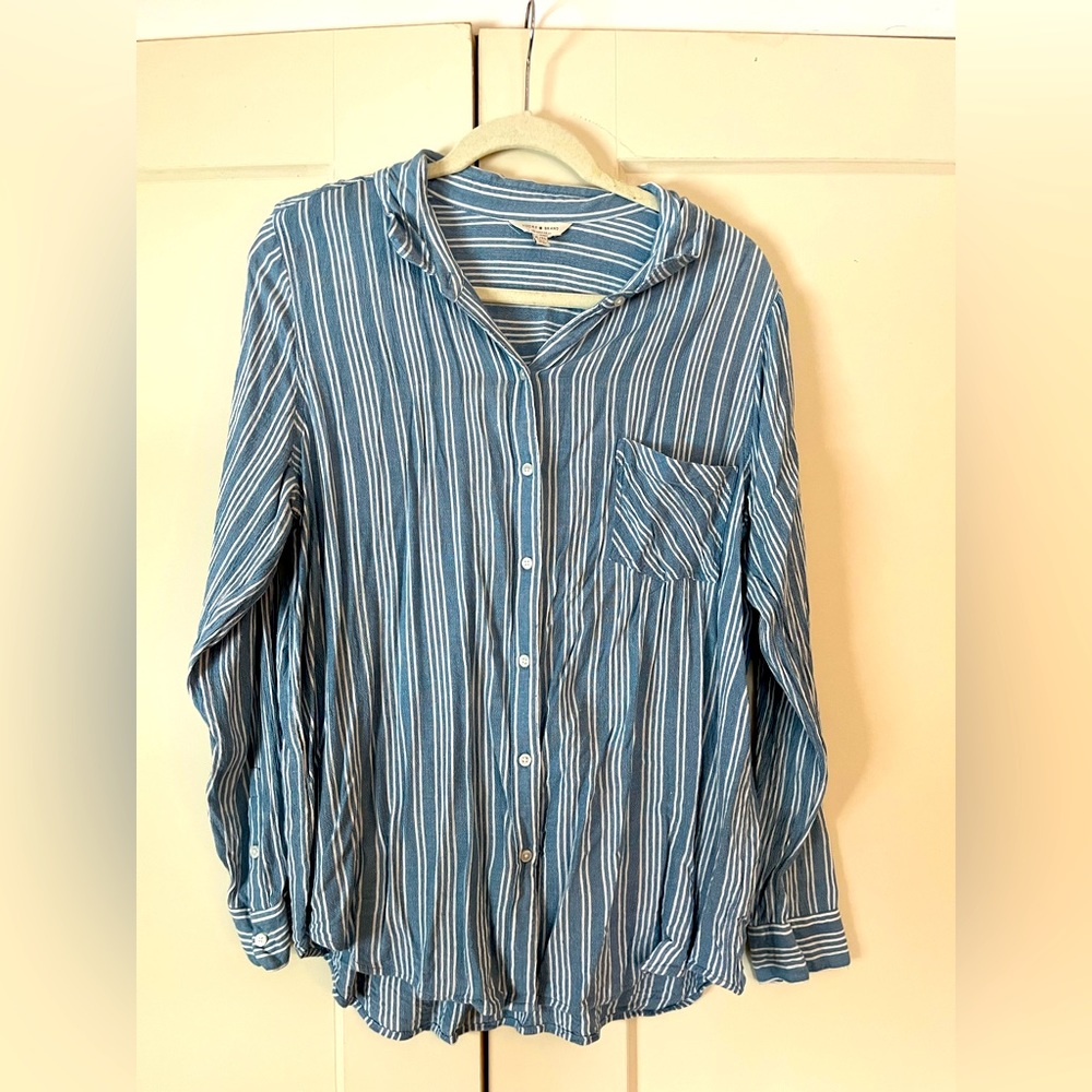 Lucky Brand blue striped button up